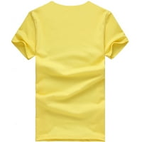 Žute majice za žene Modni ženski labav list s kratkim rukavima, majica, casual o-vrat