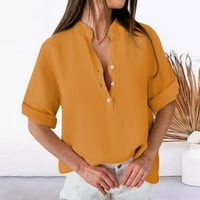 Ženska bluza s dugim rukavima V izrez Batwing Košulje od pola rukava Klint Lable Solid Color Casurss