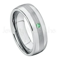 Personalizirani volframovin vjenčanica - 0,07ct Solitaire smaragdni prsten mens dome Tungsten prsten