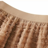 Suknje za žene Mrežom od solidne boje ženske čvrste ruffled suknje s visokim strukom protusjed na polovini