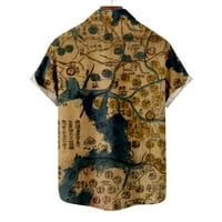 Yanhoo Muške ljetne havajske havajske majice rever s kratkim rukavima prema dolje vrhovi grafički ispis bluza za odmor