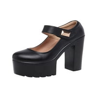 Ženske pumpe Platform Mary Jane Heels High Heel Haljina cipele Dame Lagane žene Karakter Crni 7,5