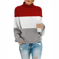 Ženski vrhovi - patl patchwork casualloose pletene džemper Crewneck Ležerne prilikom na dugih rukava