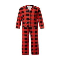 Obiteljska noćna odjeća za spavanje PJS postavljeno crvene tastere za ispis na dolje niz hlače božićne pidžame