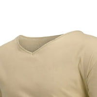 SimplMaygeni Clearence Dugih rukava V-izrez Pamuk i posteljina labava majica Pure Color Multi-Veličina
