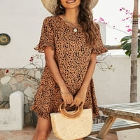 Yoolin ženski ljetni ruffled s kratkih rukava s kratkim rukavima na otvorenom haljina na plaži
