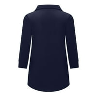Žene dugih rukava plus veličina Žene Ležerne prilike Labavi pulover V-izrez Torba od pune boje majica snižena tamno plava 12