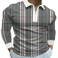 Abtel Mens T majice Zipper polo majica Redovni vrhovi Men Patchwork Sport Bluze Siva bijela 2xl
