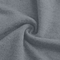 Bazyrey ženske dugih rukava plus veličina okrugla vrata casual majica čvrsta pulover siva, s