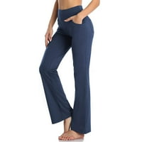 Ženski bljeskati bootcut joga hlače viseće struka Tummy Control Work Work Bell donje tajice Atletska široka pantalone za noge