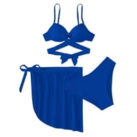 Aiyuq.u Žene Bikini Set tiskani bez rukava 3 plaže Nose vruće kupaće kostime Bikini set