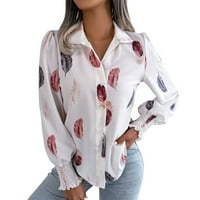 Žene Elegantna Top košulja Resort Style Rukovna modna modna luka cvjetna šifon košulja V izrez gornji