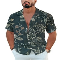 Noin mun bluza kratki rukav vrhovi cvjetnih tiska Ljetne košulje mens redovno fit majica rever izrez