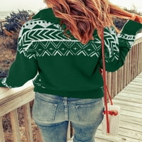 Dukseri za kornjače za žene Polovina zatvarača džemper Geometrijski pulover pulover Dugim rukavima Pleteni