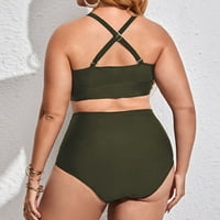 Ženski kupaći kostimi za kupaći kostimi za kupaći kostim Plus Size Solid Color Beachweb Clout Cross Trake BECKLESS Batch Obrisi za kupanje Ljetna uz more Odjeća za djevojčice Povratnici Green XL