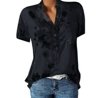 Ljetna prozračna casual moda plus kratka štamparska majica za rukav veličine top bluza Ženska džepna
