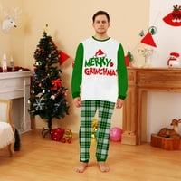 Smiješni parovi pidžama, žena božićna pidžama-bijela zelena bivola plairan zeleni stil sa sretnim božićnim