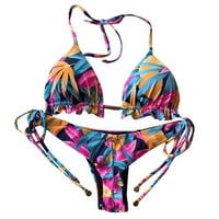 Ženski bikini dva kupaća kupaća Halter cvjetni kupaći kostimi podstavljeni kravata kupaći odijela ljubičasta
