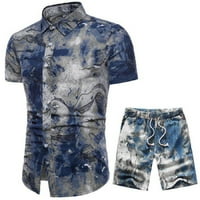 Hlače za muškarce Muška havajska majica kratkih rukava ispisano dugme dole Ljetne plažne kratke hlače,