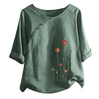 Moderski vrhovi za žene Casual Women Plus Veličina cvijeća Tipka za tisak Polupansion Vintage bluza