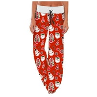 Pajama hlače za žene Božićne snježne pahulje tiskane elastične struk za crtanje širokog nogu pantalone