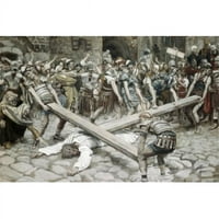 Posterazzi Sal Krist pada ispod svog križa Jamesa Tissot 1836 - Francuski poster Print - In