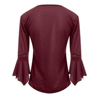 Ženska majica spleđenim rukavima od gornje košulje za dno tri četvrtine rukava bluza plus veličina ženskih
