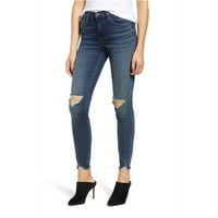 [Prazan NYC] Žene veze sa vezom Skinny Fit Jeans, Blue, 32