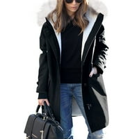 Ženske plus veličine vrhova pamučna jakna s kapuljačom Sport dnevni ženski kaputi Crna veličina m