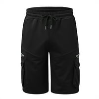 Entyinea muški kratke hlače Ljetne casual elastične strugove Sportske kratke hlače sa džepovima crna