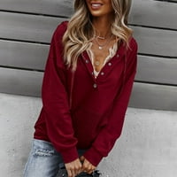 Duks za žene Ženska čvrsta boja uboda dugim rukavima s kapuljačom dugim rukavima, pulover l