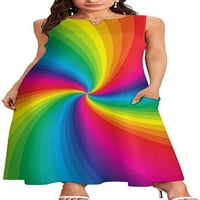 Rainbow šarene spiralne žene bez rukava maxi haljina ljetna dužina gležnja duga plaža