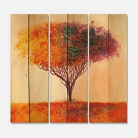 Art DesimanArt 'Pejzažni šareni apstraktni drveni impresionistički' moderan tisak na prirodnom borovom