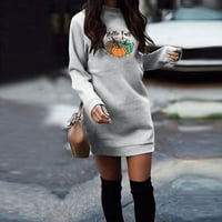 Absuyy ženske haljine klirence - novi modni ležerni otisak dugih rukava okrugli vrat kontrastni džemper