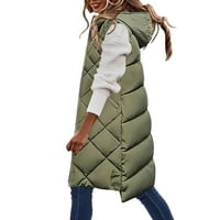 Brglopf Žene dugi puffer prsluk zimski jesen topli kaput bez rukava zip prema kapuljačnim jakni u trendu