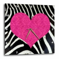 3drose punk rockabilly zebra životinjska pruga ružičasta otisak srca - zidni sat, po