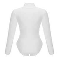 Ženski osnovni bijeli bodysuit dugim rukavima Tkanine za kovanje