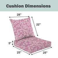 Dvodijelni jastuk za sjedenje jednostavan vintage ružičasti mali bijeli cvjetovi tekstura modni otisak