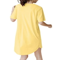 Grianlook Žene Sundring Swing kratke mini haljine Majica T majica Haljina Dame Ledene svile, tunička žuta l
