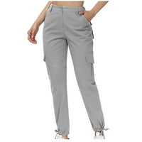 Ženske teretne pantalone sa bočnim džepovima Čvrsta boja za crtanje rublja Ležerne prilike ležerne hlače