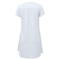 Plus veličina Ženska košulja od pamučne majice od pune boje Ljetne kratke rukave Dressy Trendy Ležerne