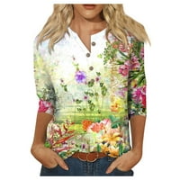 Strugten dame cvjetni print tri tromjesečna rukava s majicom gornja majica košulja ženske ljetne vrhove