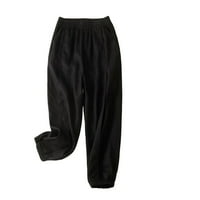 Ženski salon Capri hlače Štednja pamučne i posteljine pantalone sa džepovima Elastična podešena visoka