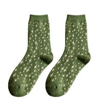 Nema prikazivanja čarapa Žene zelene serije Mid cijev zadebljala vunu Diamond Plaid tople čarape