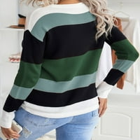Asvivid ženski prugasti pleteni džemper s dugim rukavima boja blok nacrtajući košulje od košulje od