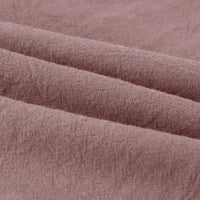 Žene plus veličine čvrste pamučne posteljine navijaju casual ruffled labave džepne hlače ružičaste l