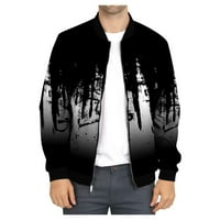 Muška casual modna jakna plus veličina 3D digitalni tisak Zip up ud dugih rukava sa ovratnik bez karosevi bez kapuljača ličnosti ulice Comfy kaput crni l