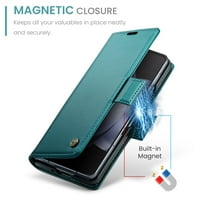 Slučaj Samimore za Samsung Galaxy Z Fol, [držač kartice] FOLIO PU kožna koža, [RFID Blokiranje] Tlokiranje flip-a s [TPU SOXO otporno na unutrašnjost] - zeleno