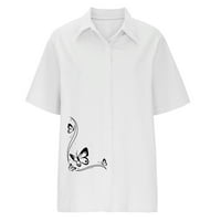 Yyeselk Womens Revel košulja trendy gumb dolje seksi V-izrez kratkih rukava ugodne bluze uzročno jednostavan