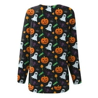 Plus size ženske majice bundeve Halloween dugih rukava majica Blažena majica Christain Faith Tees casual jesen i zimski vrhovi